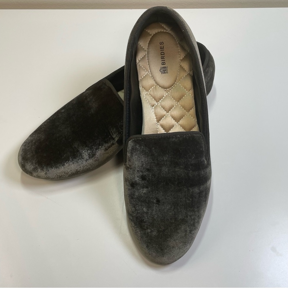 Birdies The Starling Black Velvet Flats Loafers Luxury Slippers Womens 8.5